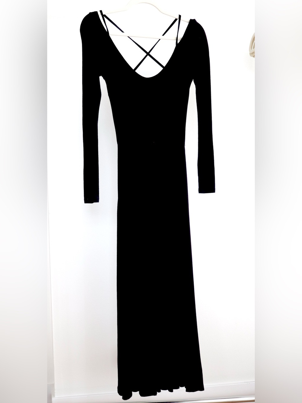 Casual Maxi Dress Scoop Neck Cross Back Black - H&M - Women’s 4